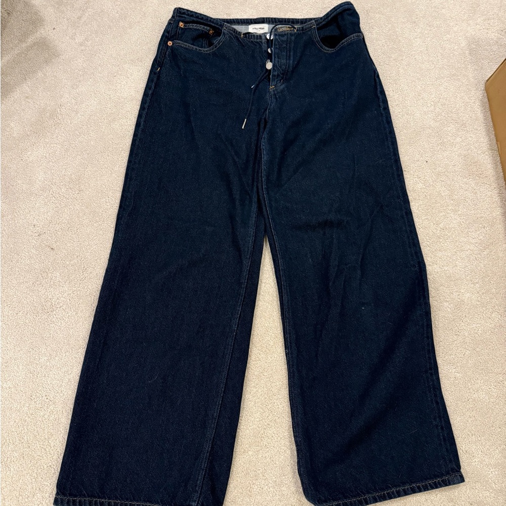 Stylish Dark Blue Wide Leg Jeans